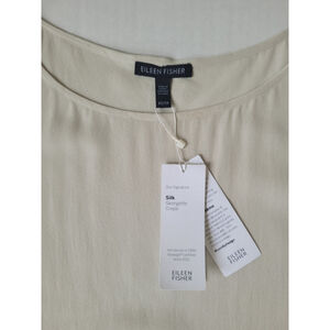 Eileen Fisher Sand Silk Sleevless Georgette Crepe Size XS $218